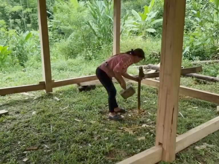 16M views · 124K likes | Girl builds amazing wooden house is wilderness #survival #bushcraft #camping #shelter #building #outdoors #skill | By The squad outdoors